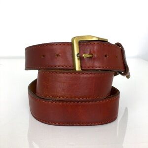 American Eagle Outfitters Brown Leather Belt Square Brass Buckle Unisex